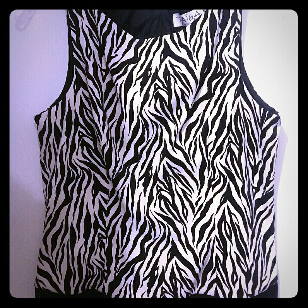 Size 10 Zebra Silky Fringe Tank and Fringe Skirt